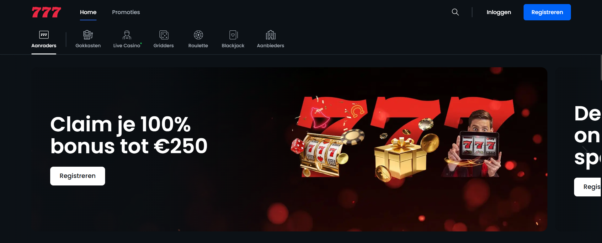 777 Casino hoofdpagina