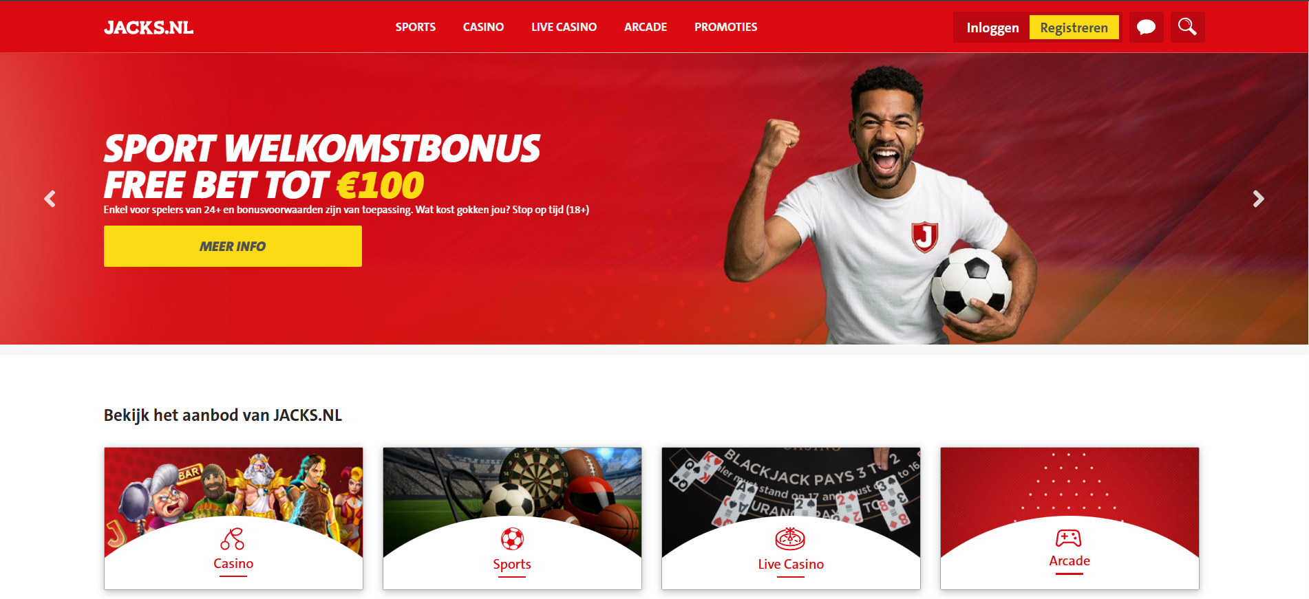 Jacks Casino hoofdpagina