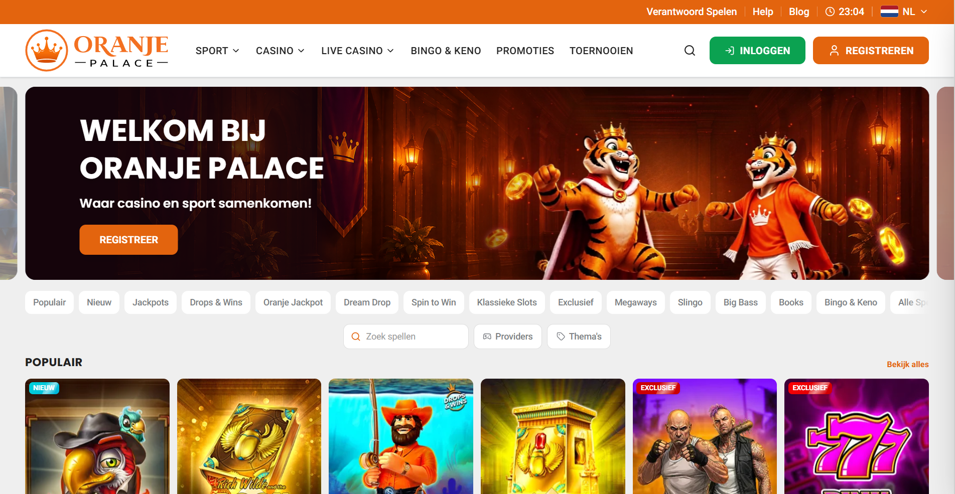 Oranje Palace Casino hoofdpagina