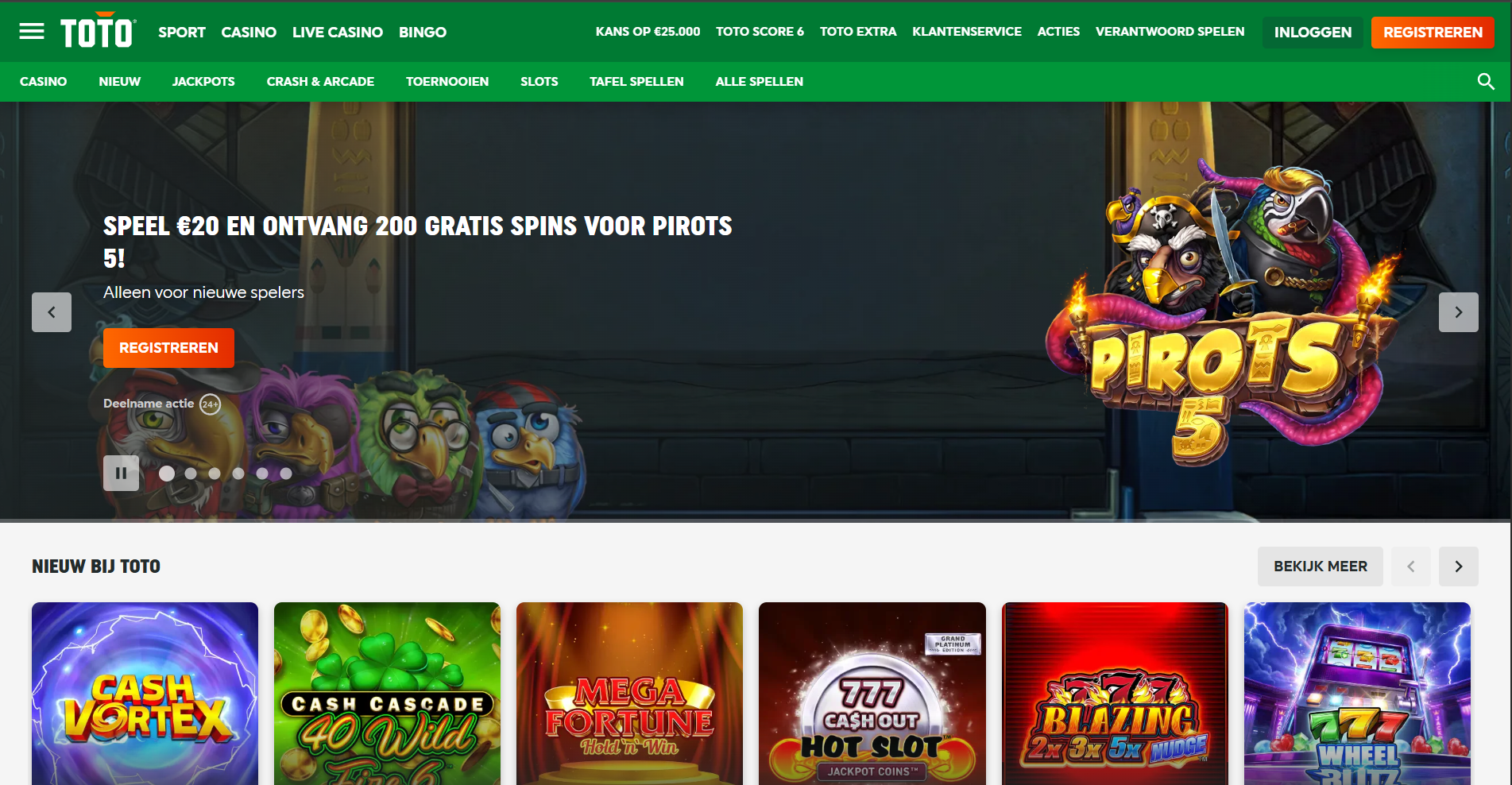 TOTO Casino hoofdpagina